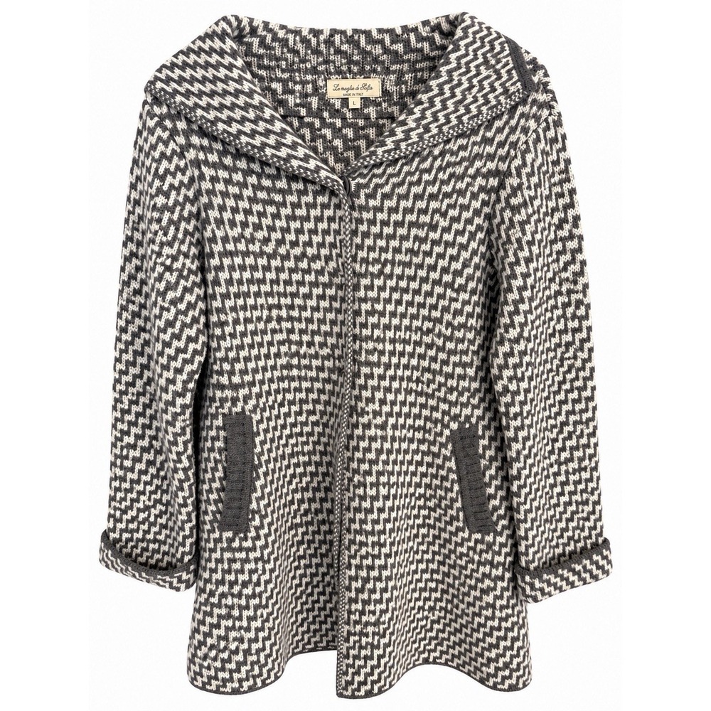 Made in Italy Wool Blend Long Cardigan L Oversized Knit Coatigan Lagenlook